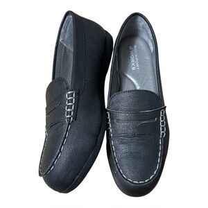Rockport Works Top Shore RK600 Steel Toe Penny Loafer Womens Size 9 W Black